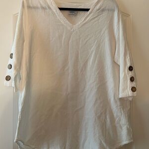 Cottonseed Casual White Cotton Top Tunic Blouse Shirt Sz S